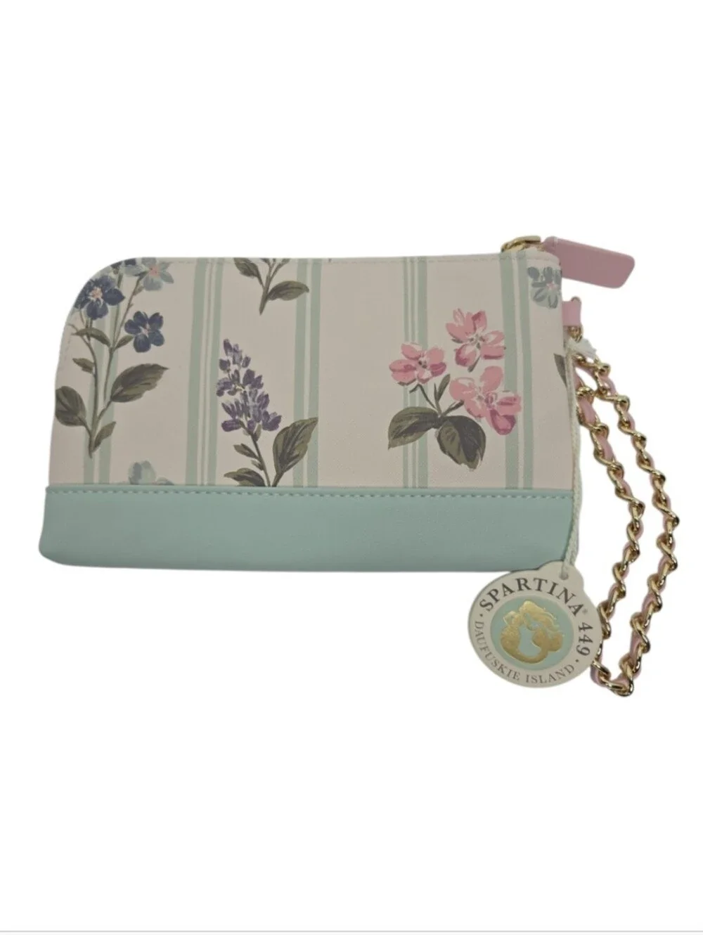 Spartina 449 Sinclair Wristlet Blooming Stripe Chain Detail Strap NEW